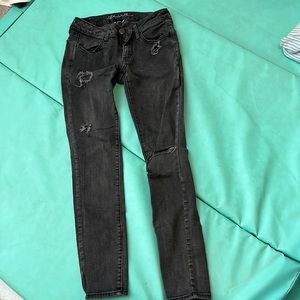American Eagle Super Stretch, black wash distressed, Sz 6